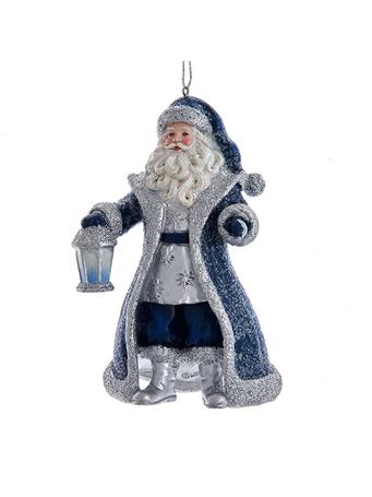 KURT ADLER - Blue and Silver Santa Ornament NAVY