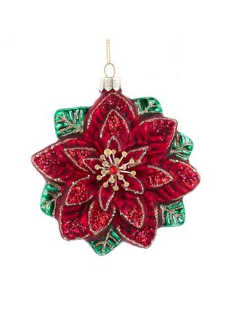 KURT ADLER - Glass Poinsettia Ornament RED