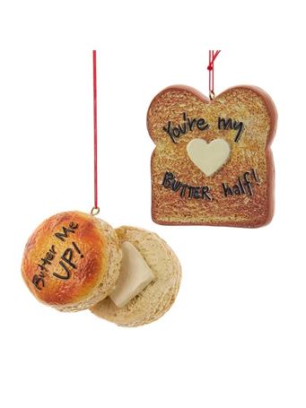 KURT ADLER - Painted Toast & Biscuit Ornament BROWN