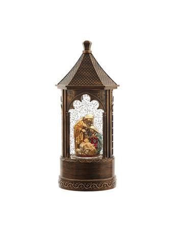 KURT ADLER - 11.5" Battery Operated Lighted Nativity Water Lantern BROWN