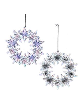KURT ADLER - Lavender & Clear Iridescent Wreath Ornament IRIDESCENT