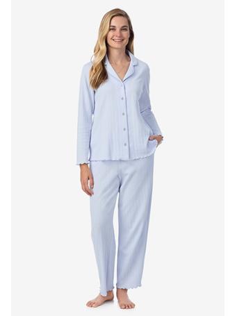 CAROLE HOCHMAN - Sweet Blue Cotton Pointelle Long Pajama Set BLUE