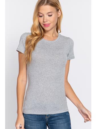 ACTIVE BASIC - Cotton Spandex Jersey Crew Neck LIGHT H GREY