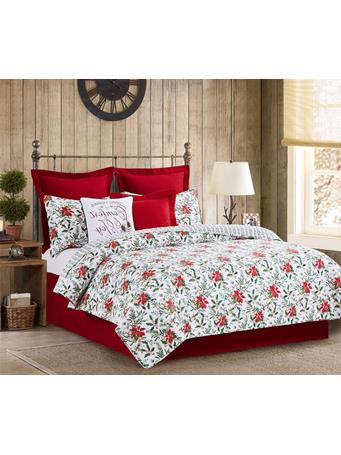 C & F ENTERPRISES - Silvia Poinsettia Quilt Set WHITE