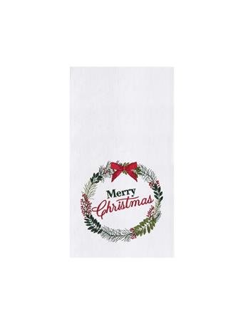 C & F ENTERPRISES - Merry Christmas Berry Wreath Towel WHITE