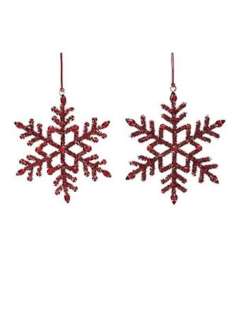 MELROSE INTERNATIONAL - Metal Snowflake Ornament RED
