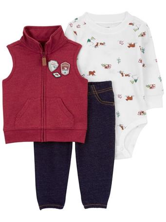 CARTER'S - Baby 3-Piece Camping Ranger Little Vest Outfit Set RED