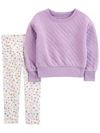 CARTER'S - Baby 2-Piece Quilted Pullover & Floral Legging Set PURPLE