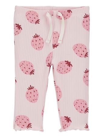 CARTER'S - Baby Strawberry Pull-On Ribbed Pants PINK