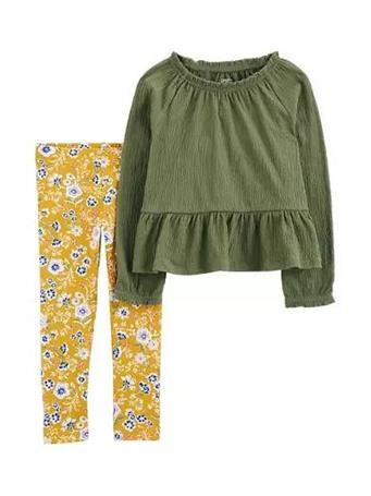 CARTER'S - Toddler Girls Smocked Top and Printed Leggings Set GREEN