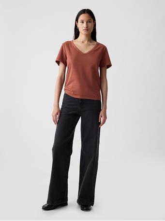 GAP - Organic Cotton Vintage V-Neck T-Shirt SMOKED PAPRIKA 19-1429