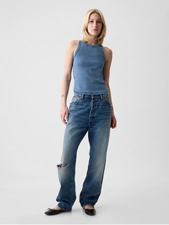 GAP - Modern Rib Halter Tank Top MEDIUM INDIGO 13