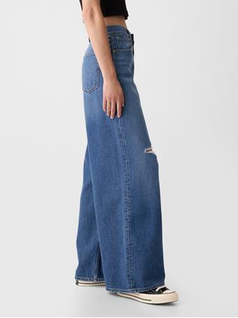 GAP - Mid Rise UltraSoft Baggy Jeans MEDIUM DESTROY