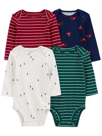 CARTER'S - Baby 4-Pack Long-Sleeve Holiday Bodysuits ASST