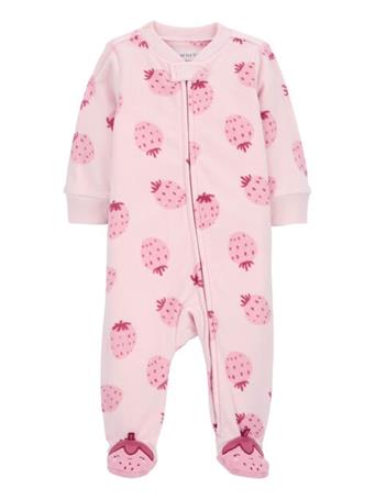 CARTER'S - Baby Strawberry Fleece Footie Sleep & Play Pajamas PINK