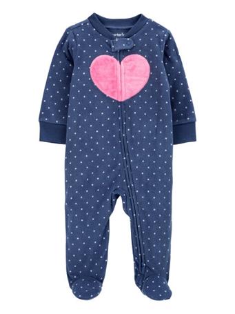CARTER'S - Baby Heart Fleece Zip-Up Footie Sleep & Play Pajamas NAVY