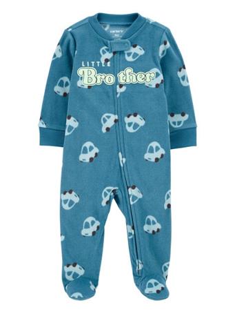 CARTER'S - Baby Little Brother Fleece Zip-Up Footie Sleep & Play Pajamas BLUE