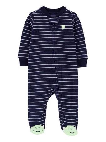 CARTER'S - Baby Monster Fleece Zip-Up Footie Sleep & Play Pajamas NAVY