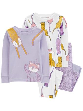 CARTER'S - Baby 4-Piece Cat 100% Snug Fit Cotton Pajamas PURPLE