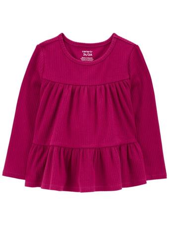 CARTER'S - Baby Tiered Long-Sleeve Ribbed Top FUCHSIA