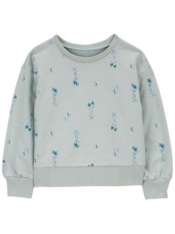 CARTER'S - Toddler Ballet Crew Neck Cotton Pullover TURQUOISE