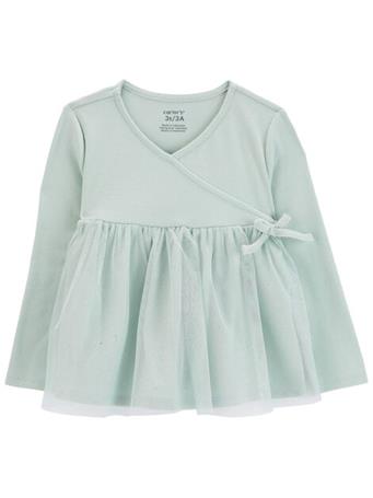 CARTER'S - Toddler Glitter Tulle Wrap Top TURQUOISE