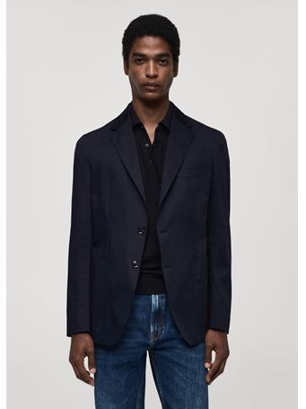 MANGO - Slim Fit Cotton Blazer NAVY