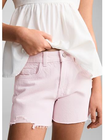 MANGO - Decorative Ripped Denim Shorts LIGHT PURPLE