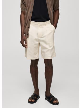 MANGO - Linen-Blend Bermuda Shorts with Pleats BEIGE