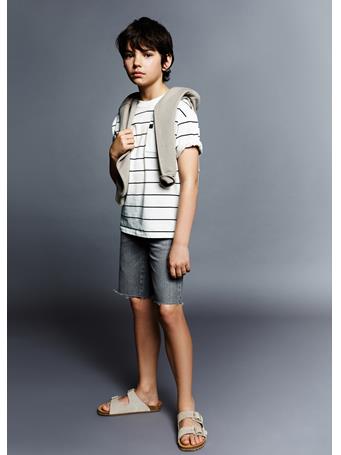 MANGO - Denim Shorts with Frayed Hem GRAY