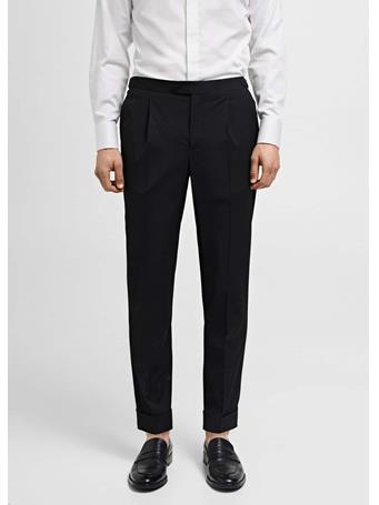 MANGO - Slim-fit Stretch Suit Pants BLACK