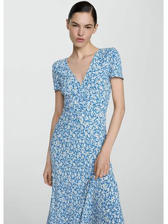 MANGO - Floral Print Dress MEDIUM BLUE