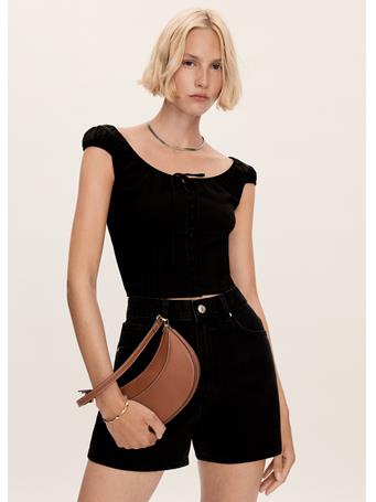 MANGO - High-Rise Denim Shorts BLACK
