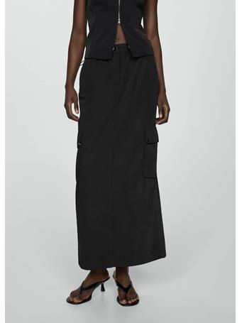 MANGO - Long Cargo Skirt BLACK