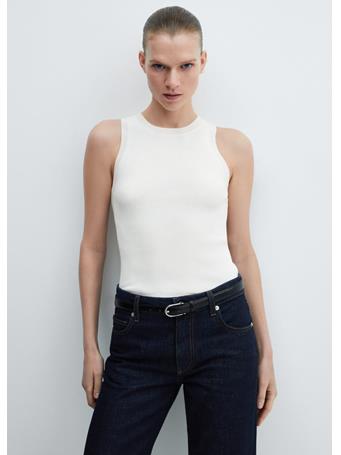 MANGO - Ribbed Knit Top NATURAL WHITE
