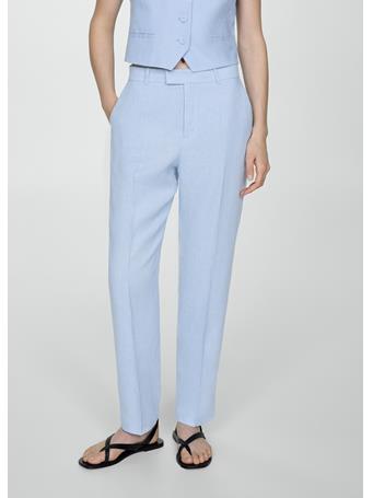 MANGO - 100% Linen Suit Trousers MEDIUM BLUE