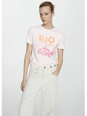 MANGO - 100% Cotton T-shirt With Printed Message BRIGHT ORANGE