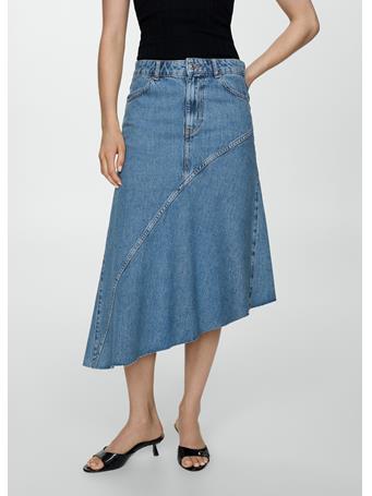 MANGO - Asymmetrical Denim Skirt MEDIUM BLUE