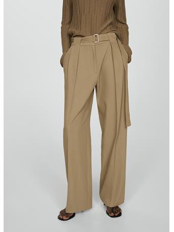 MANGO - Belt Straight-fit Pants MEDIUM BEIGE