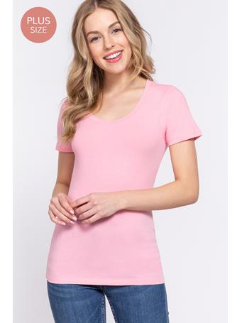 ACTIVE BASIC - [Plus] Scoop Neck Jersey Top SOFT PINK
