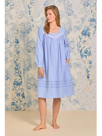 EILEEN WEST - Heritage Cotton Flannel Blue Dream Waltz Nightgown BLUE