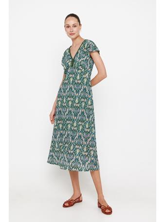 CORTEFIEL - Braid Print Dress GREEN PRINT