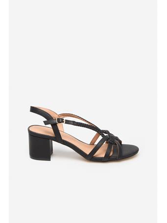 CORTEFIEL - Braided Strap Heel Sandal BLACK