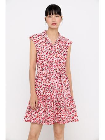 CORTEFIEL - Embroidered Cotton Shirt Dress WHITE PRINT