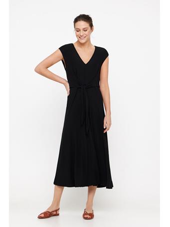 CORTEFIEL - Pleated Knot Knit Dress BLACK
