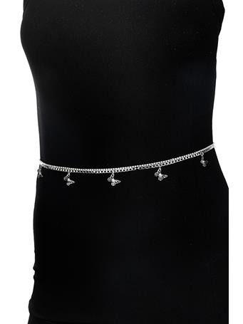 ANARCHY STREET - Dainty Layered Butterfly Station Belly Chain SILVER