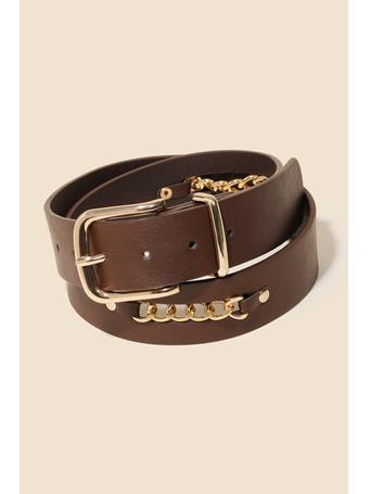 ANARCHY STREET - Faux Leather Chain Design Fashion Belt BROWN