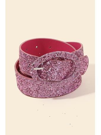 ANARCHY STREET - Full Sequin Faux Leather Belt PINK
