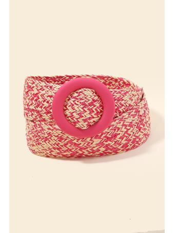 ANARCHY STREET - Hoop Buckle Wide Braided Belt FUSCHIA