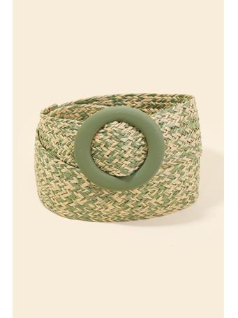 ANARCHY STREET - Hoop Buckle Wide Braided Belt GREEN